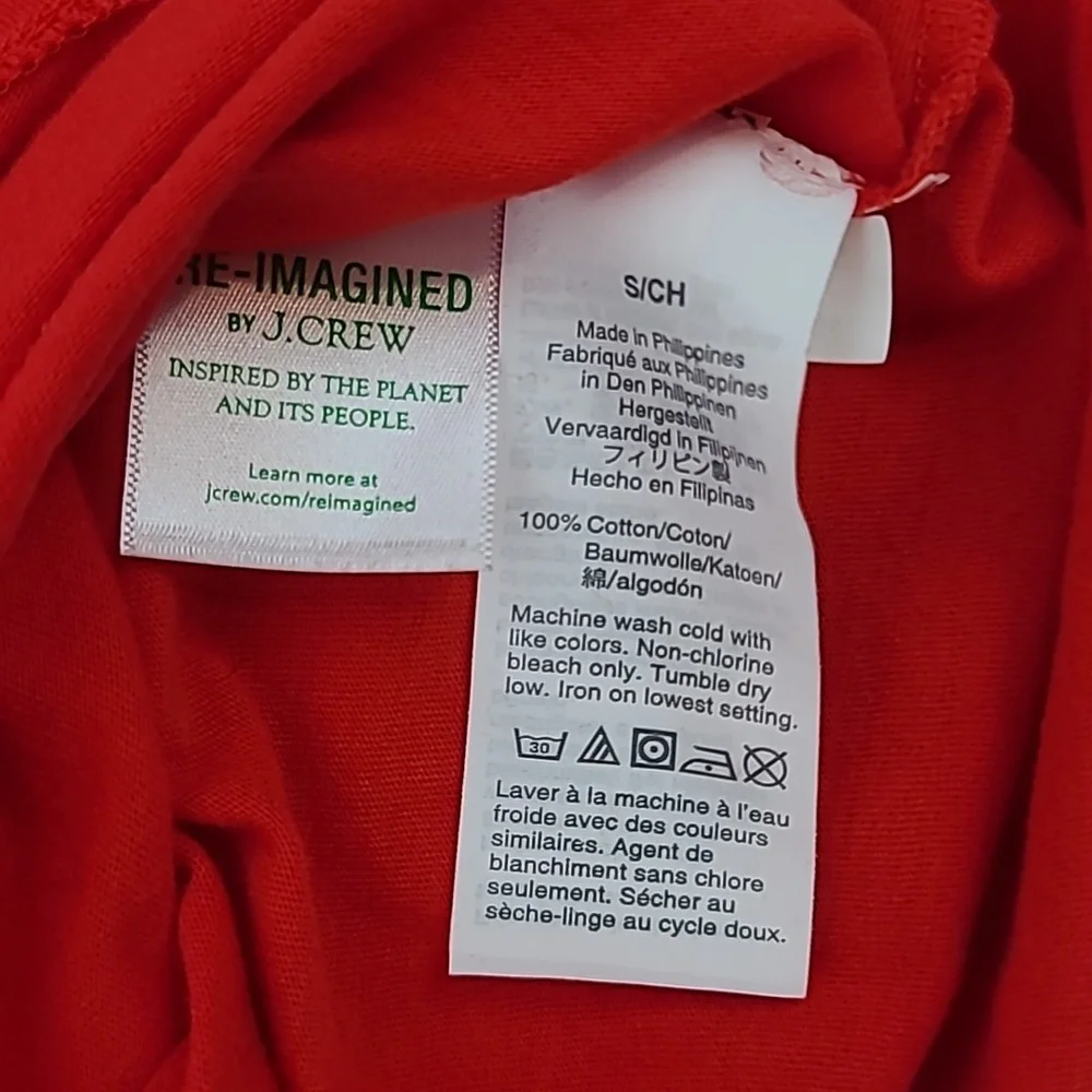 J Crew Long Sleeve Ultra Thin Cotton Relaxed Straight Tissue Turtleneck Top Red